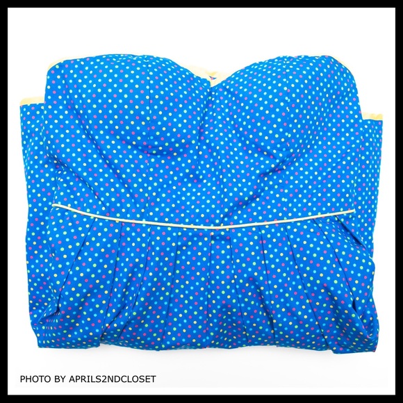 STRAPLESS BUSTIER POLKA DOT FLOWY A-LINE SUMMER SUN RETRO MINI DRESS A3C - Picture 6 of 8